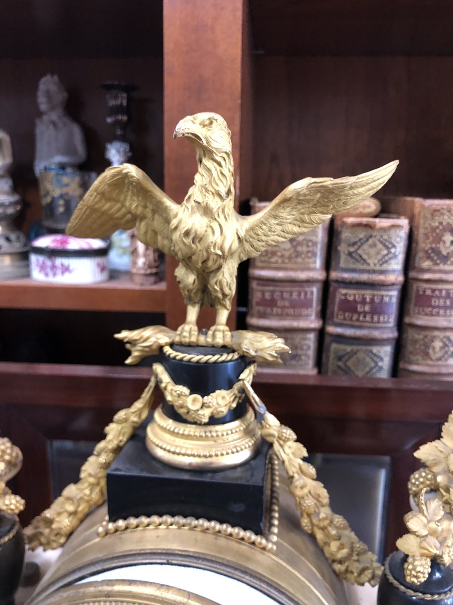Louis XVI-era Marble And Gilded Bronze Pendulum Clock, Signed "manière"-photo-3