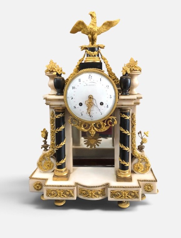 Louis XVI-era Marble And Gilded Bronze Pendulum Clock, Signed "manière"