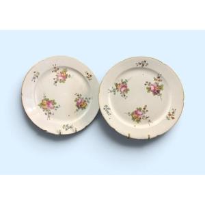 Paire d'assiettes porcelaine Paris rue de Thiroux fin 18ème