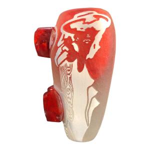 René Deniel "woman With A Hat" Vase 1989