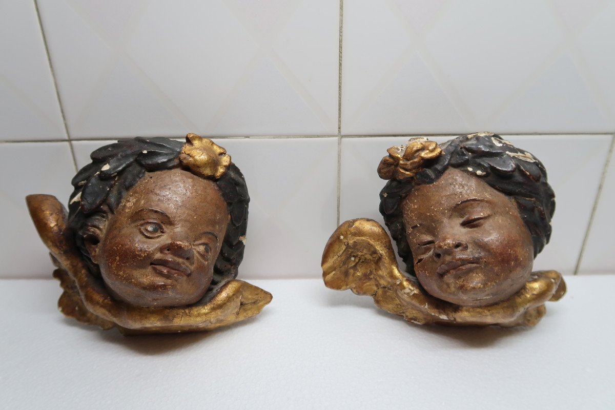 Pair Of Heads Of Cherubs XVIII-photo-2