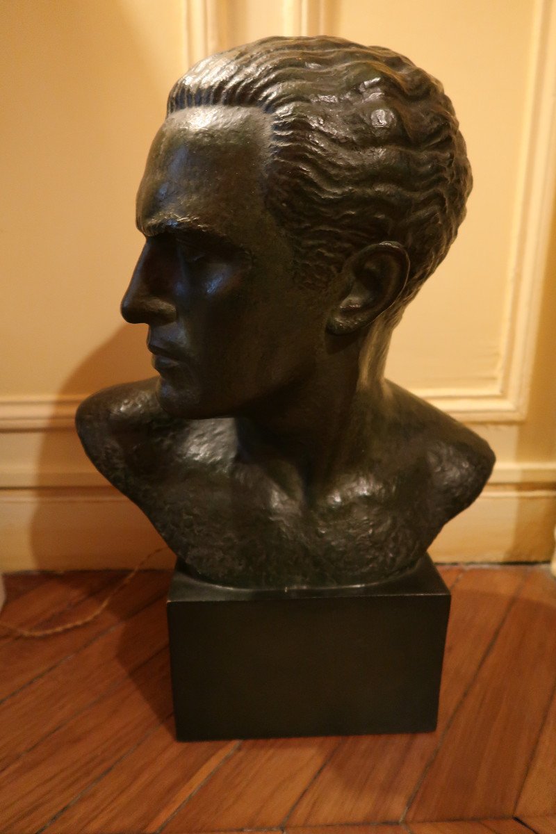 Bust Of Mermoz By Lucien Gibert-photo-4