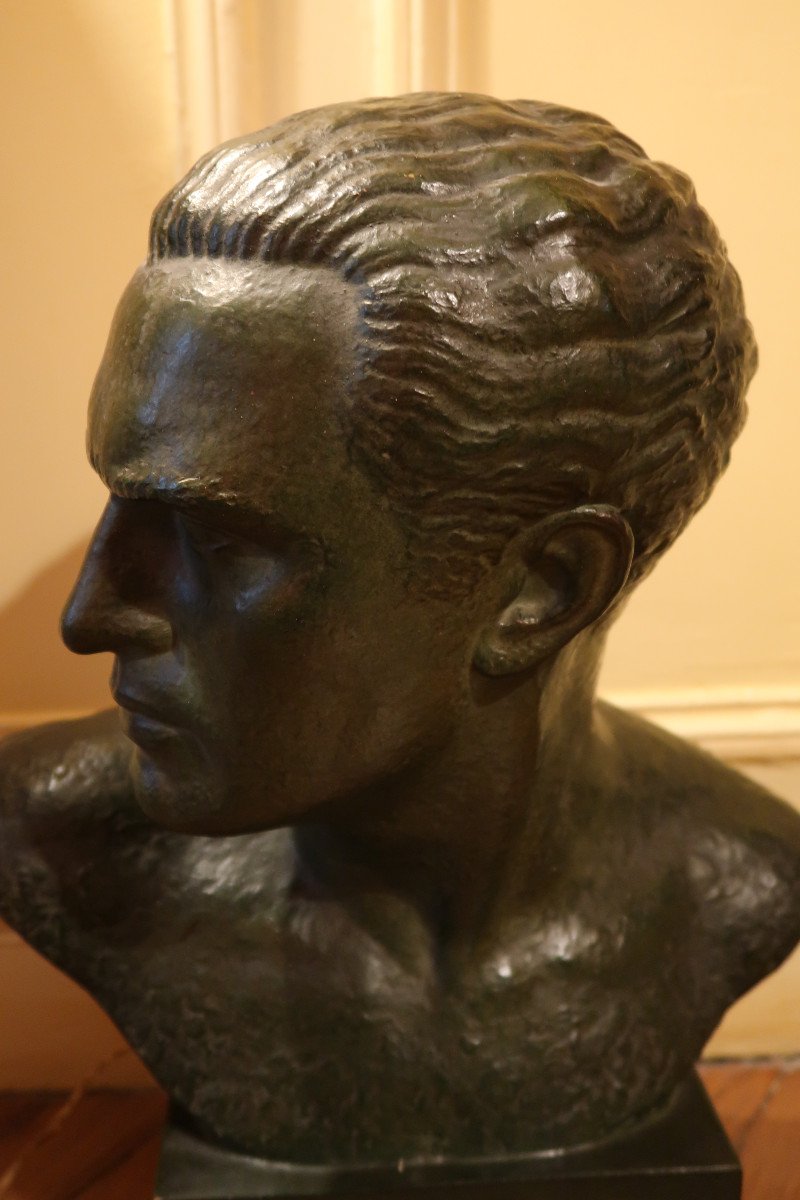 Bust Of Mermoz By Lucien Gibert-photo-5