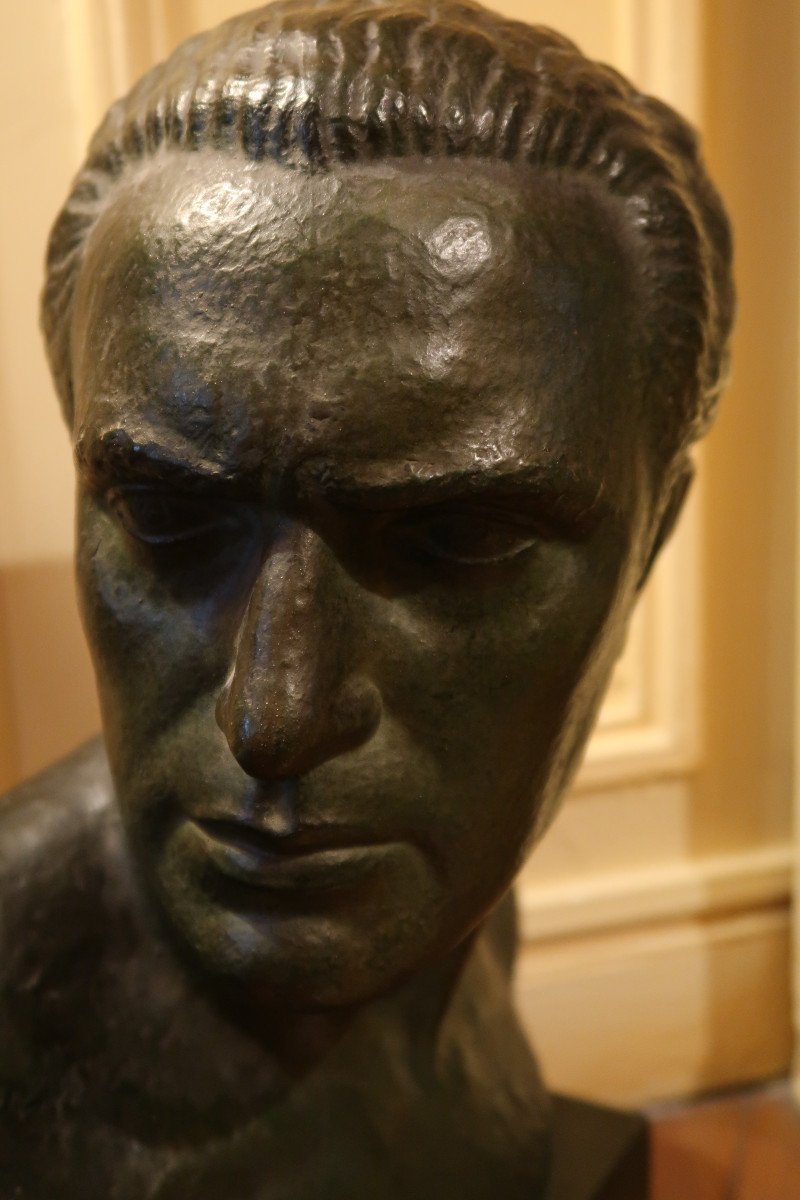 Bust Of Mermoz By Lucien Gibert-photo-6