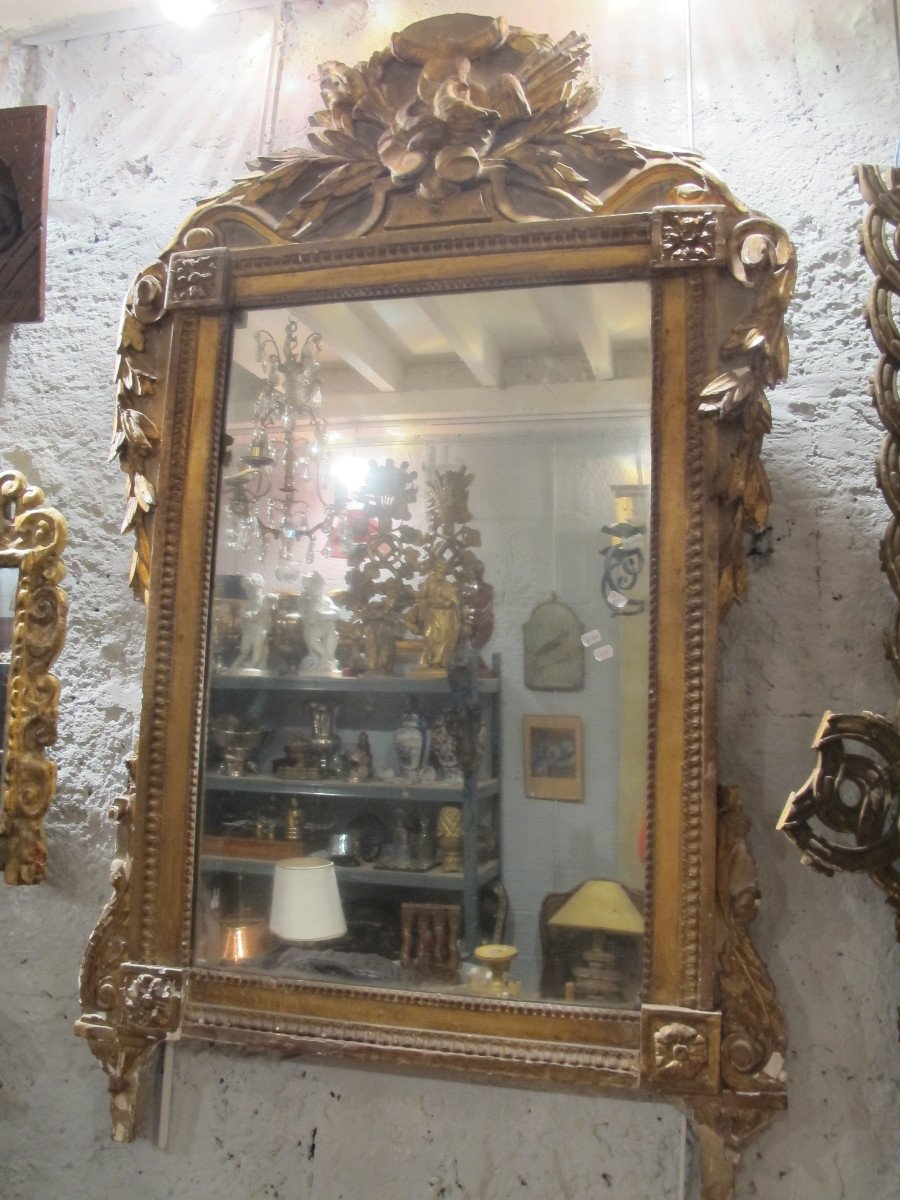 Louis XVI Period Painted And Gilded Wooden Mirror-photo-3
