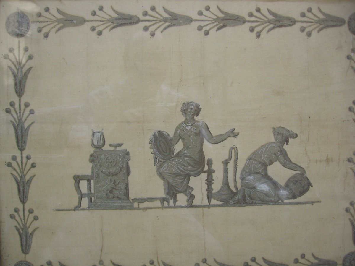 Peinture Sur Soie  Epoque Empire-photo-2