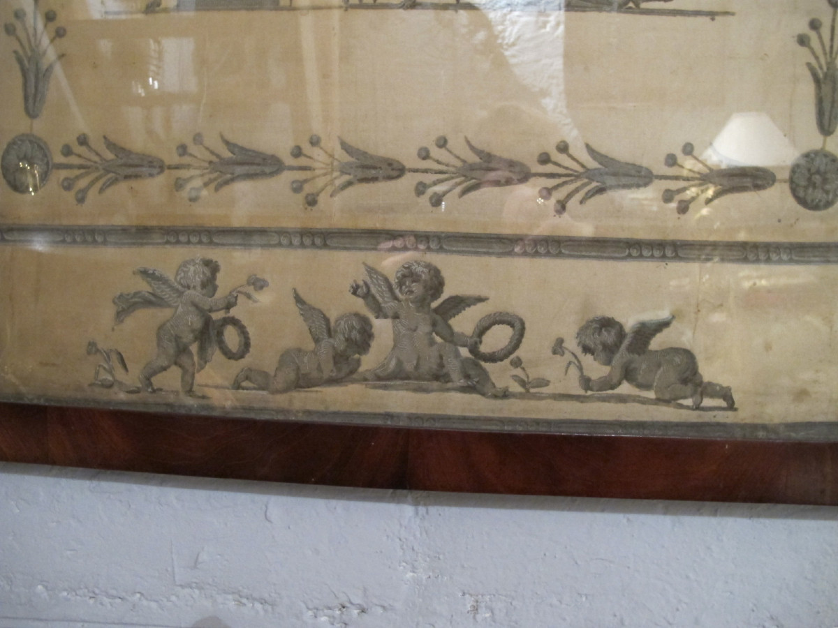 Peinture Sur Soie  Epoque Empire-photo-4