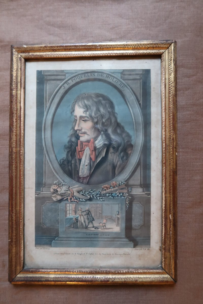 Paire de Gravures  : Voltaire et Molière-photo-3