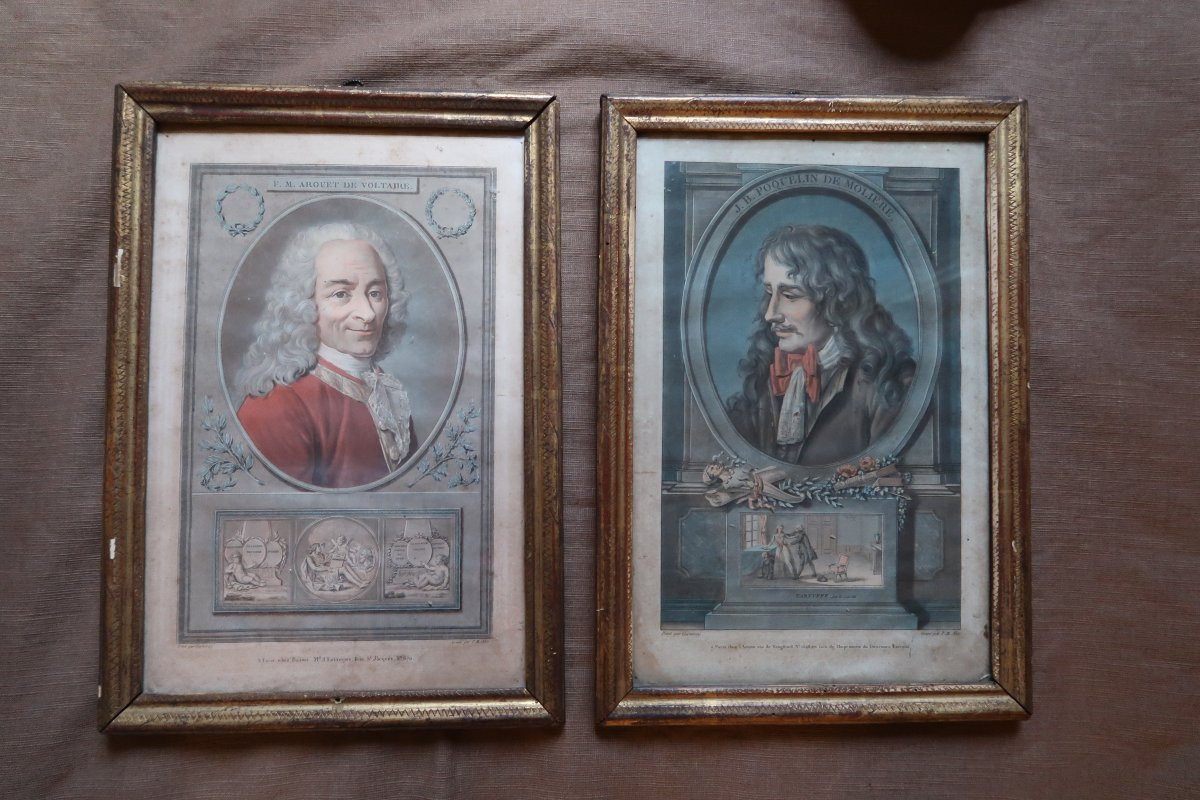 Paire de Gravures  : Voltaire et Molière-photo-7