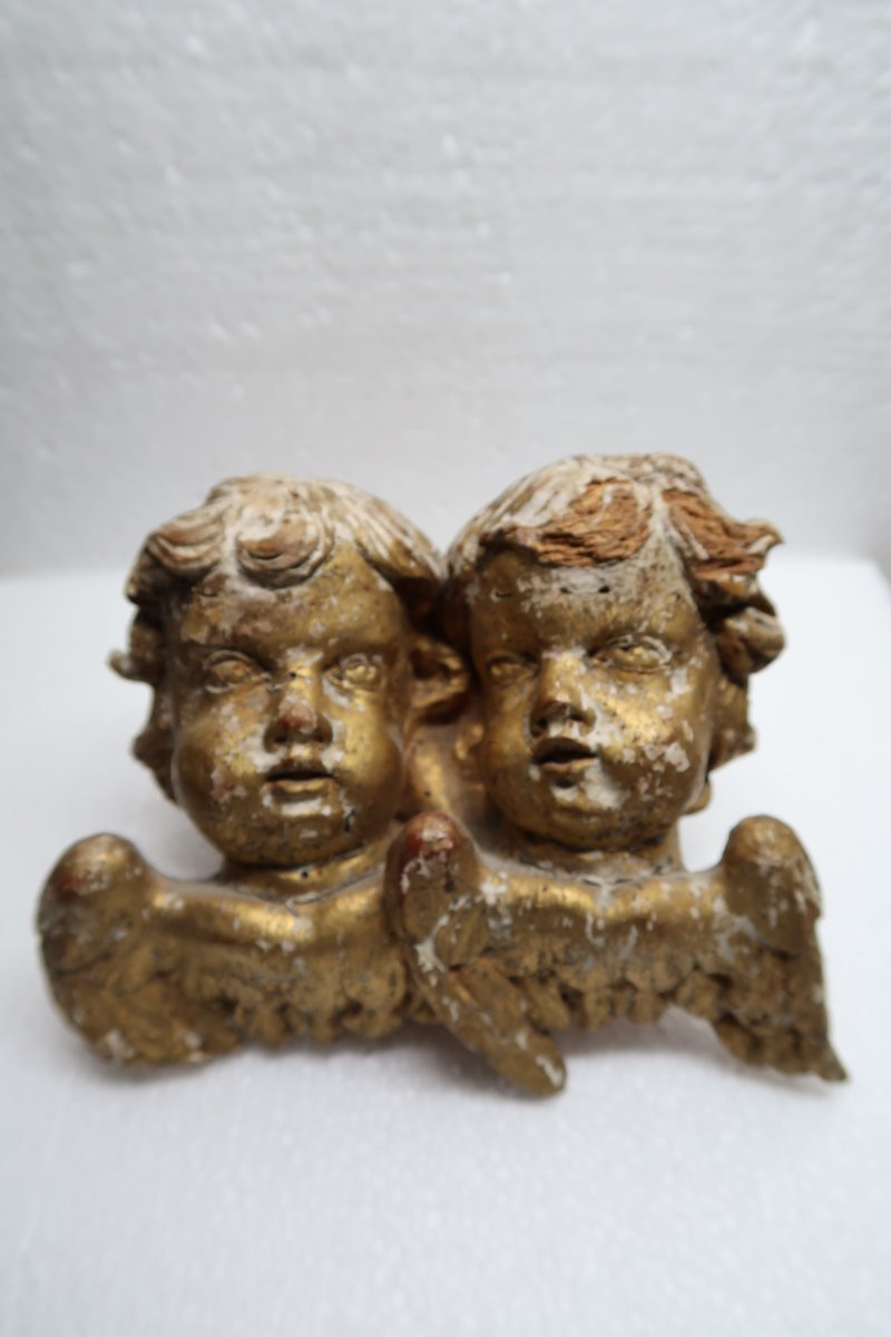 Pair Of 18th Century Gilded Wooden Cherubs -photo-4