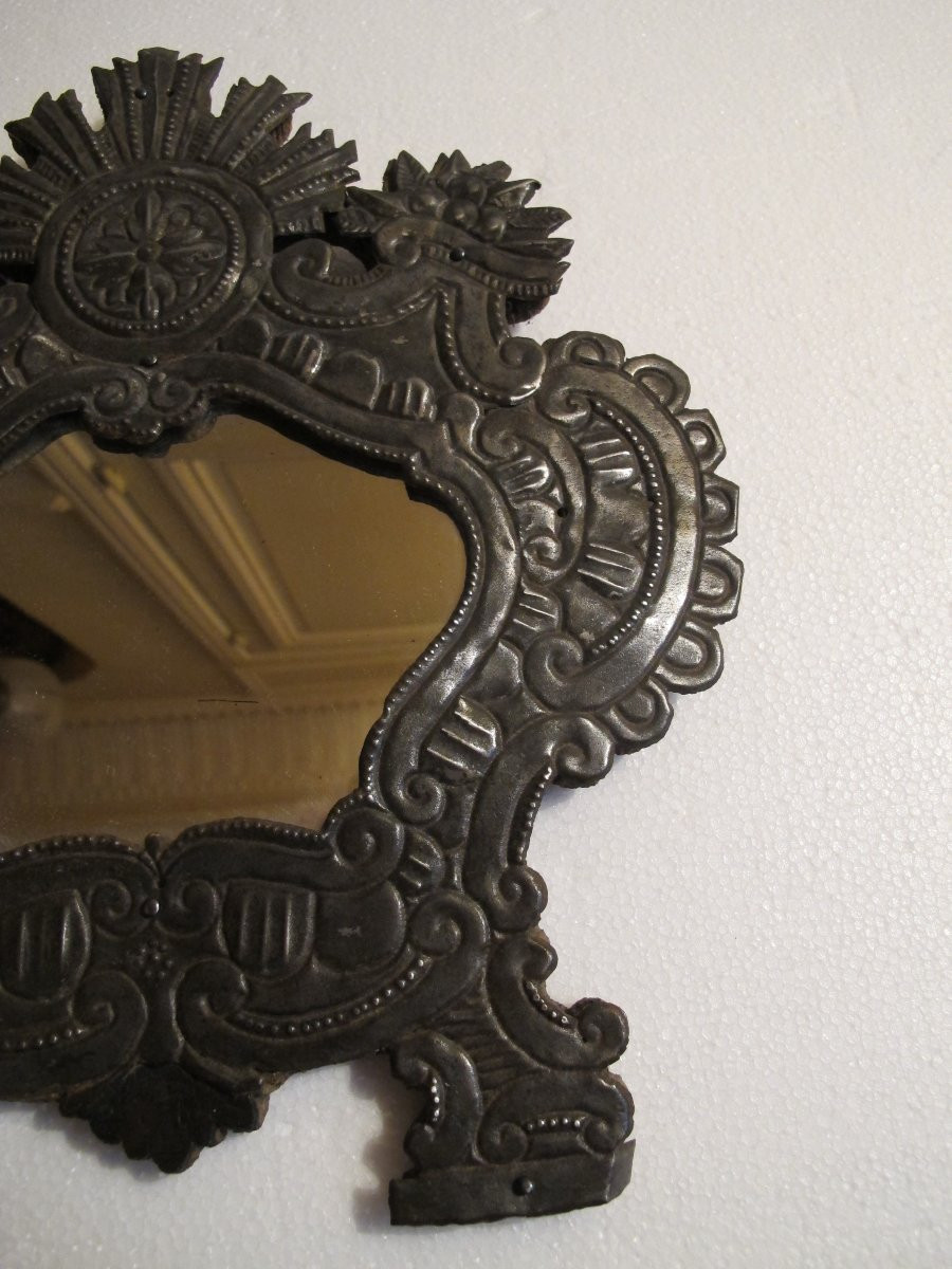 Miroir en Fer repoussé  XVIII-photo-4