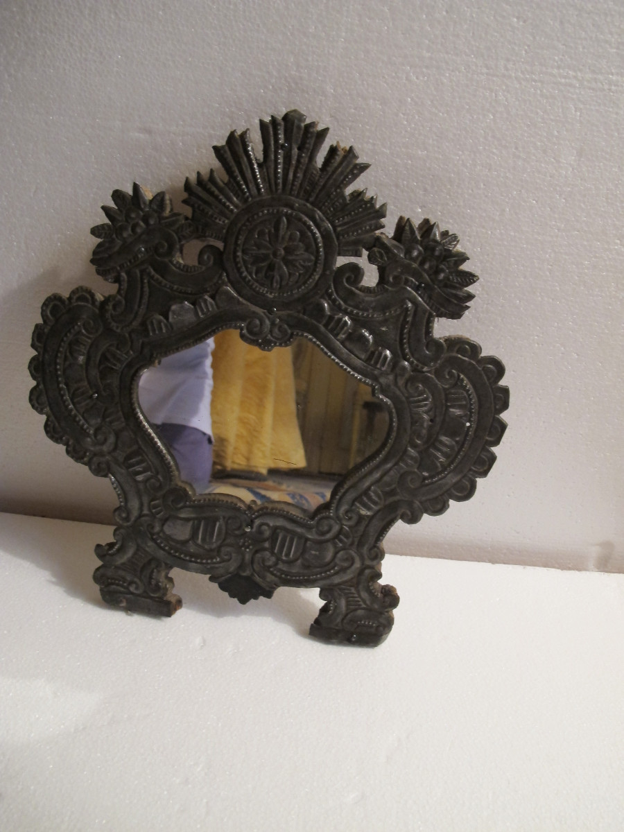 Miroir en Fer repoussé  XVIII-photo-5