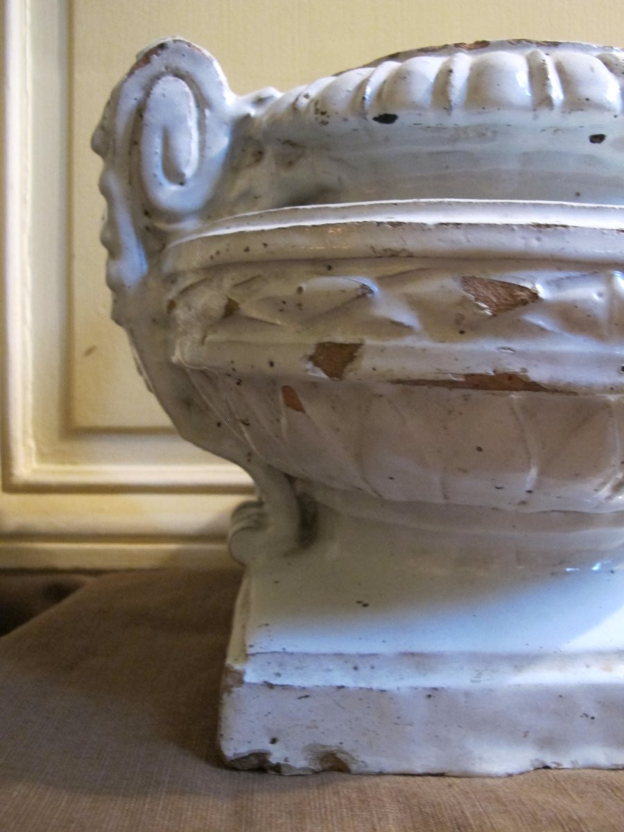 Enamelled Terracotta Vase, Louis XVI Period-photo-3