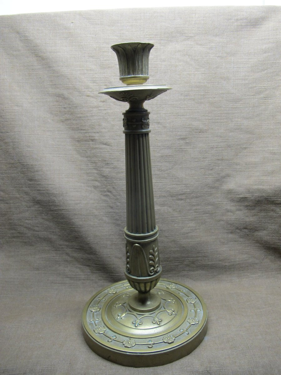 Pair Of Bronze Candlesticks From The Restoration Period-photo-3