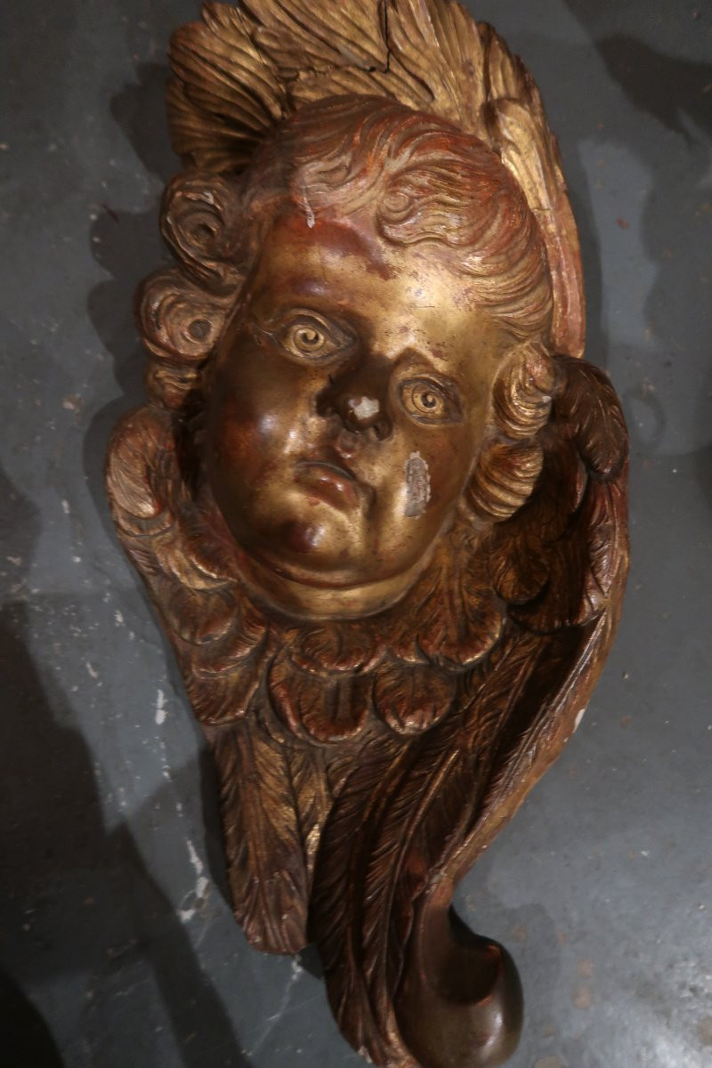 Paire de têtes d' angelots  XVIII -photo-6