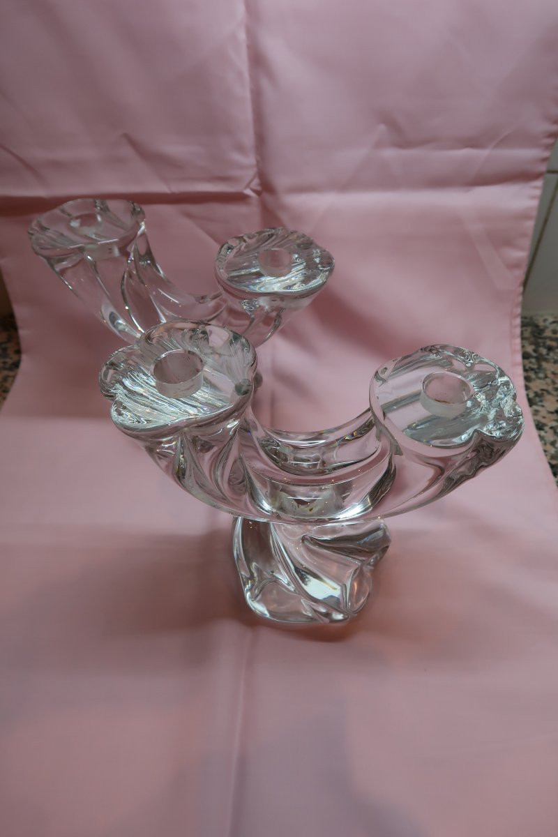Paire de Candélabres signés  Daum France-photo-1