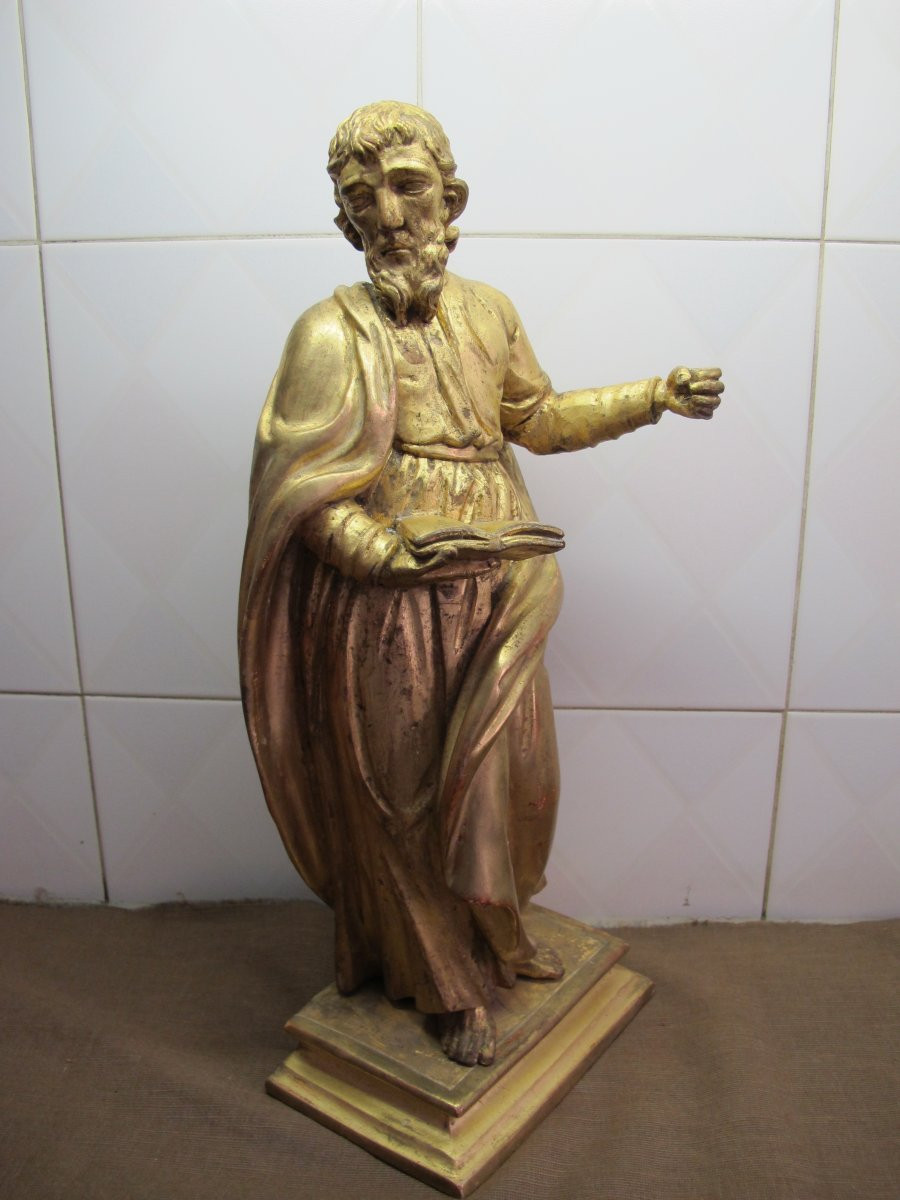 19th Century Gilded Wooden Figure-photo-2