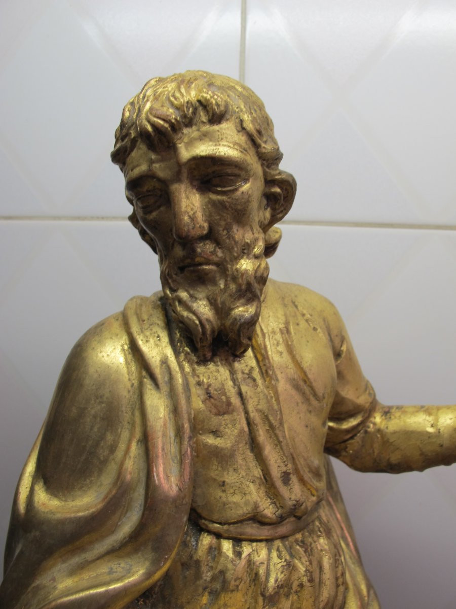 19th Century Gilded Wooden Figure-photo-3