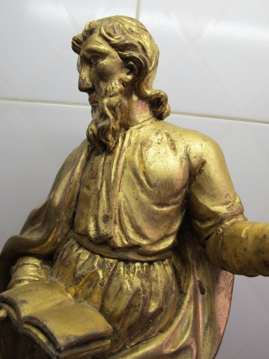 19th Century Gilded Wooden Figure-photo-1