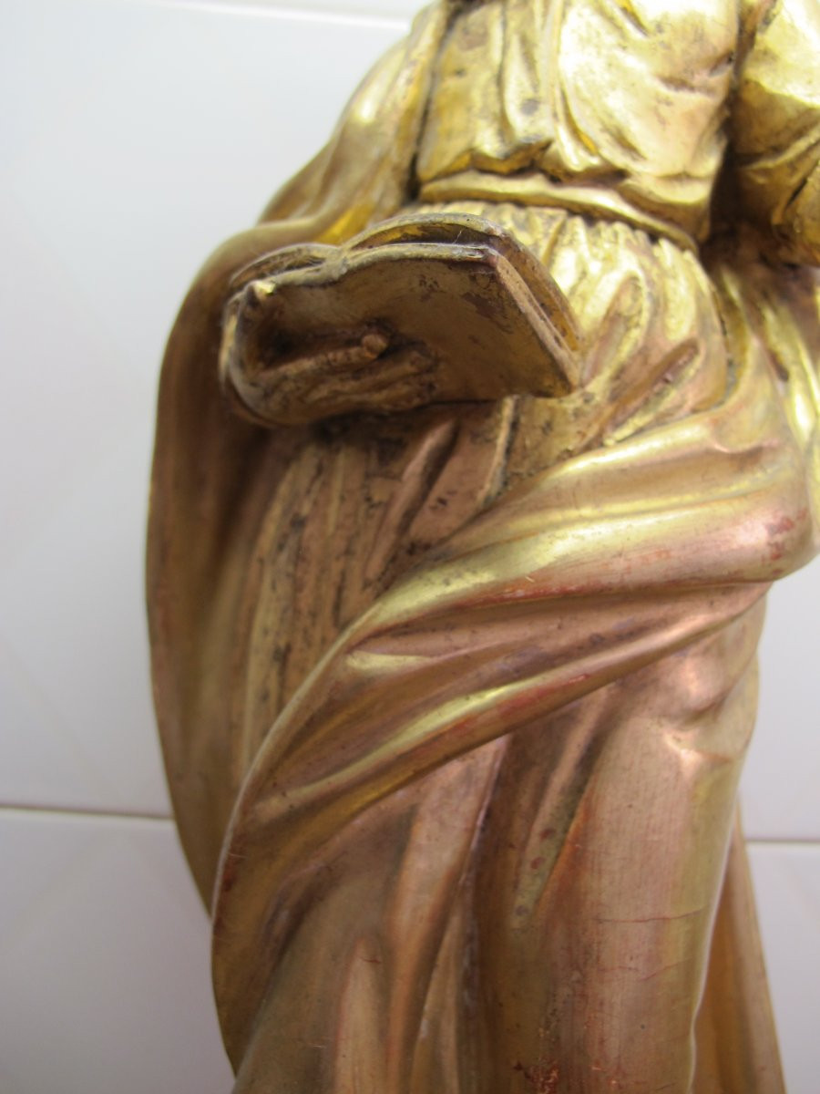 19th Century Gilded Wooden Figure-photo-2