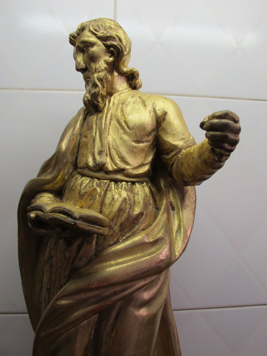19th Century Gilded Wooden Figure-photo-3
