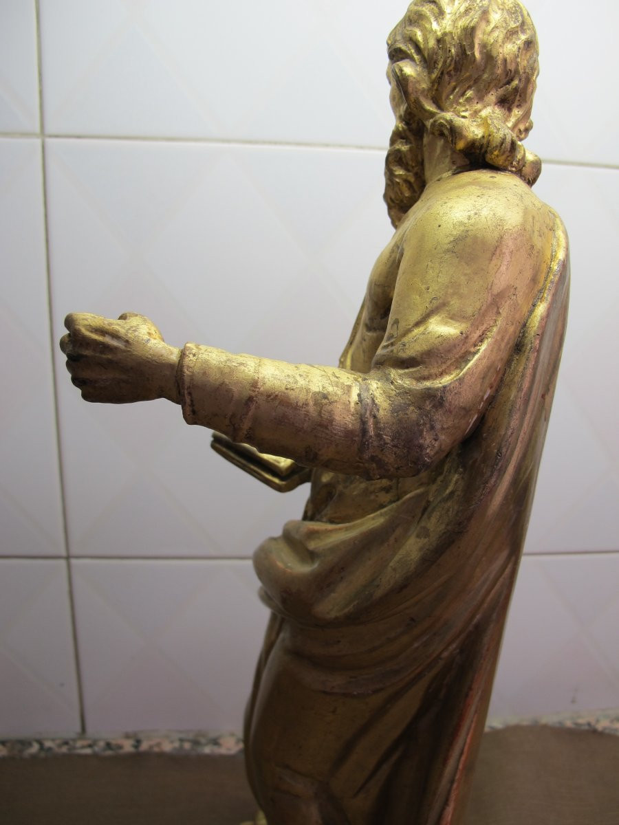 19th Century Gilded Wooden Figure-photo-6