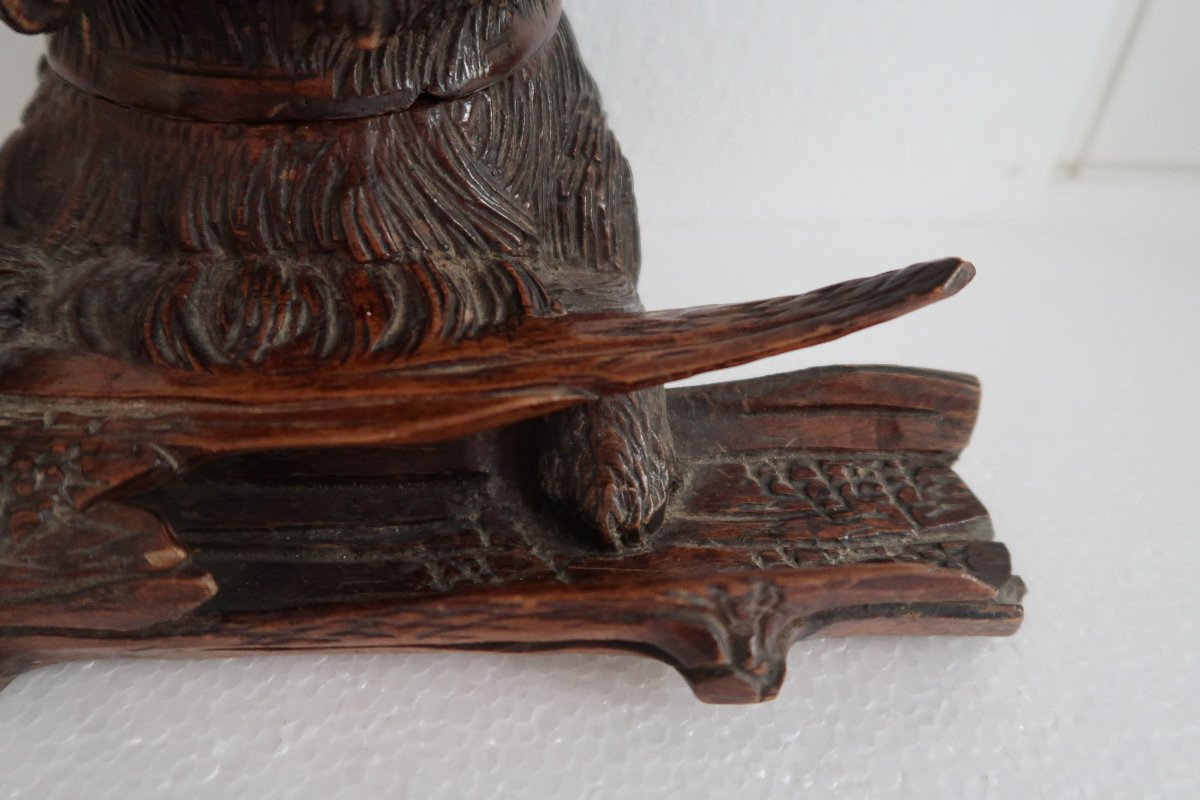 Inkwell With Dog Decoration - Black Forest 19th Century-photo-4
