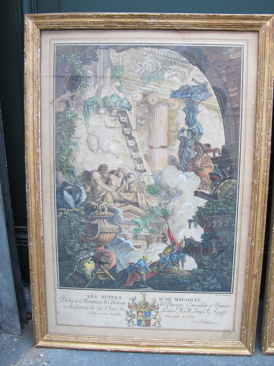Paire de gravures à Décors Antiques Fin XVIII-photo-2