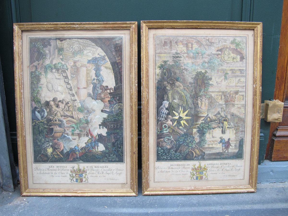 Paire de gravures à Décors Antiques Fin XVIII