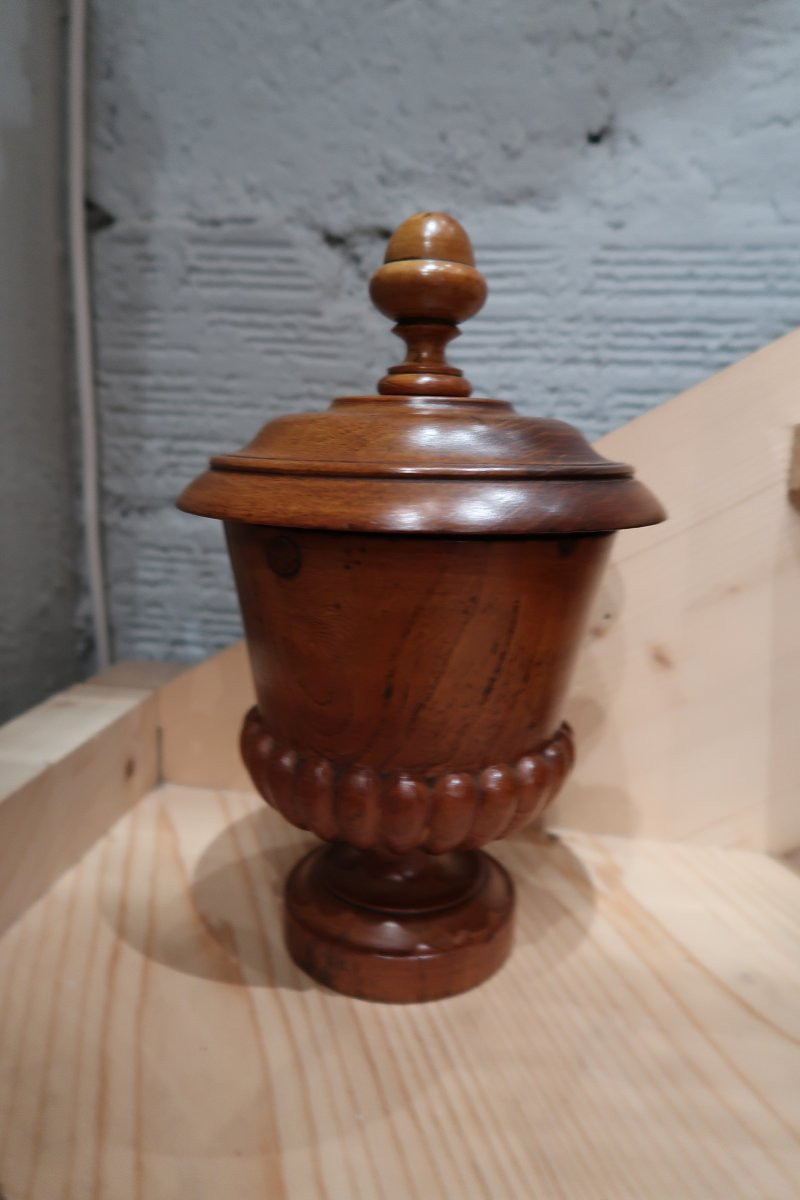 Covered Cup In Turned Wood 19th Century -photo-1