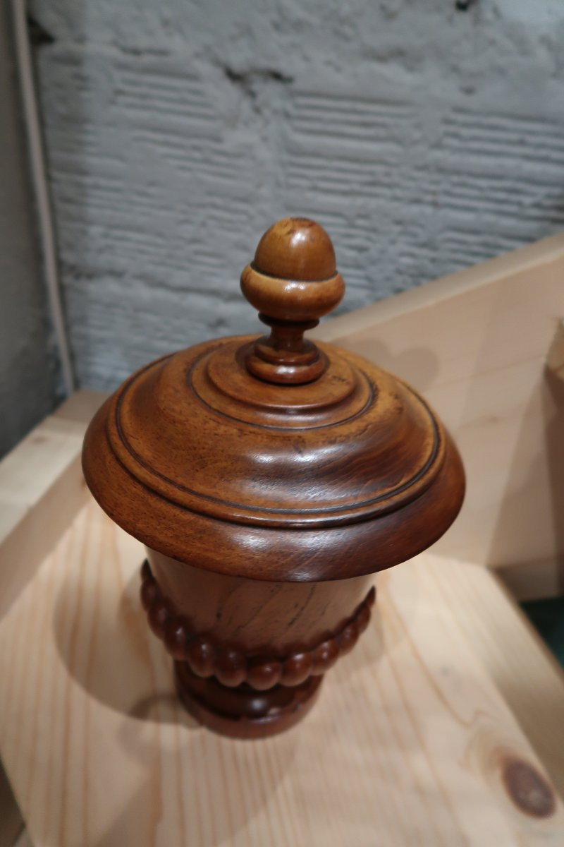 Covered Cup In Turned Wood 19th Century -photo-2