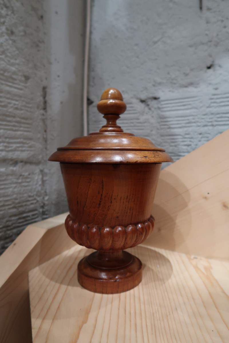 Covered Cup In Turned Wood 19th Century -photo-5