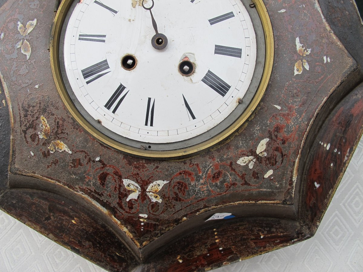 19th Century Painted Sheet Metal Wall Clock-photo-3