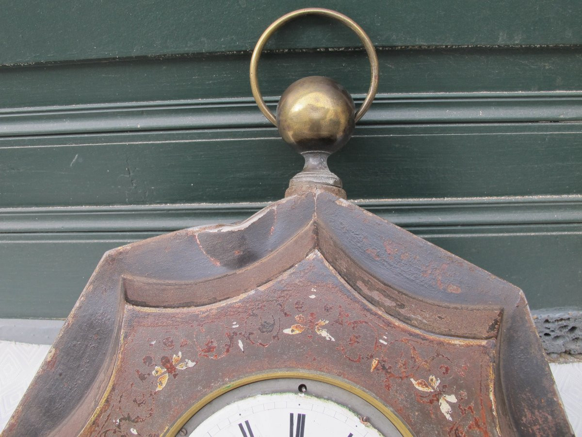 19th Century Painted Sheet Metal Wall Clock-photo-4