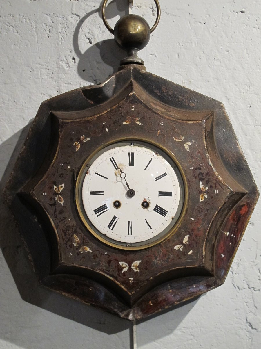 19th Century Painted Sheet Metal Wall Clock-photo-2