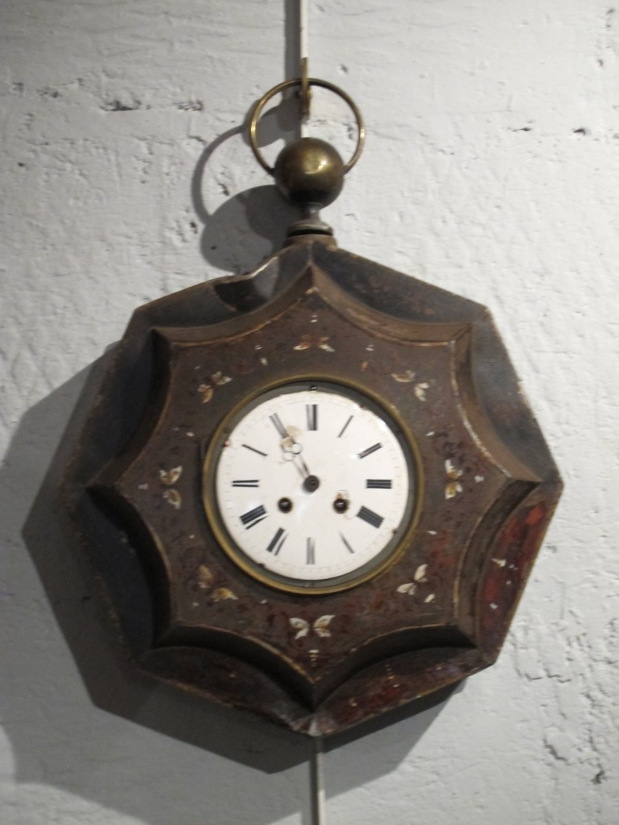 19th Century Painted Sheet Metal Wall Clock-photo-3