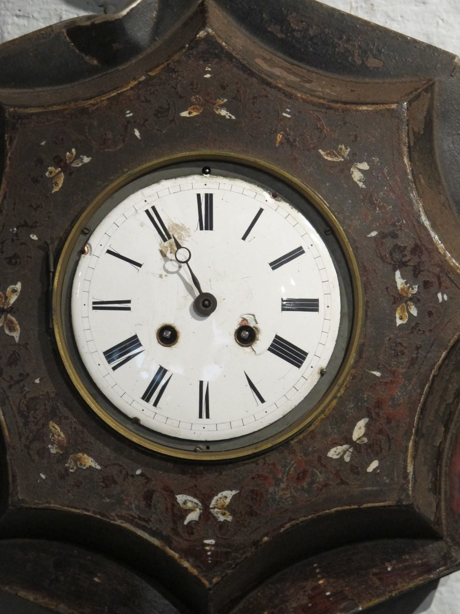 19th Century Painted Sheet Metal Wall Clock-photo-4