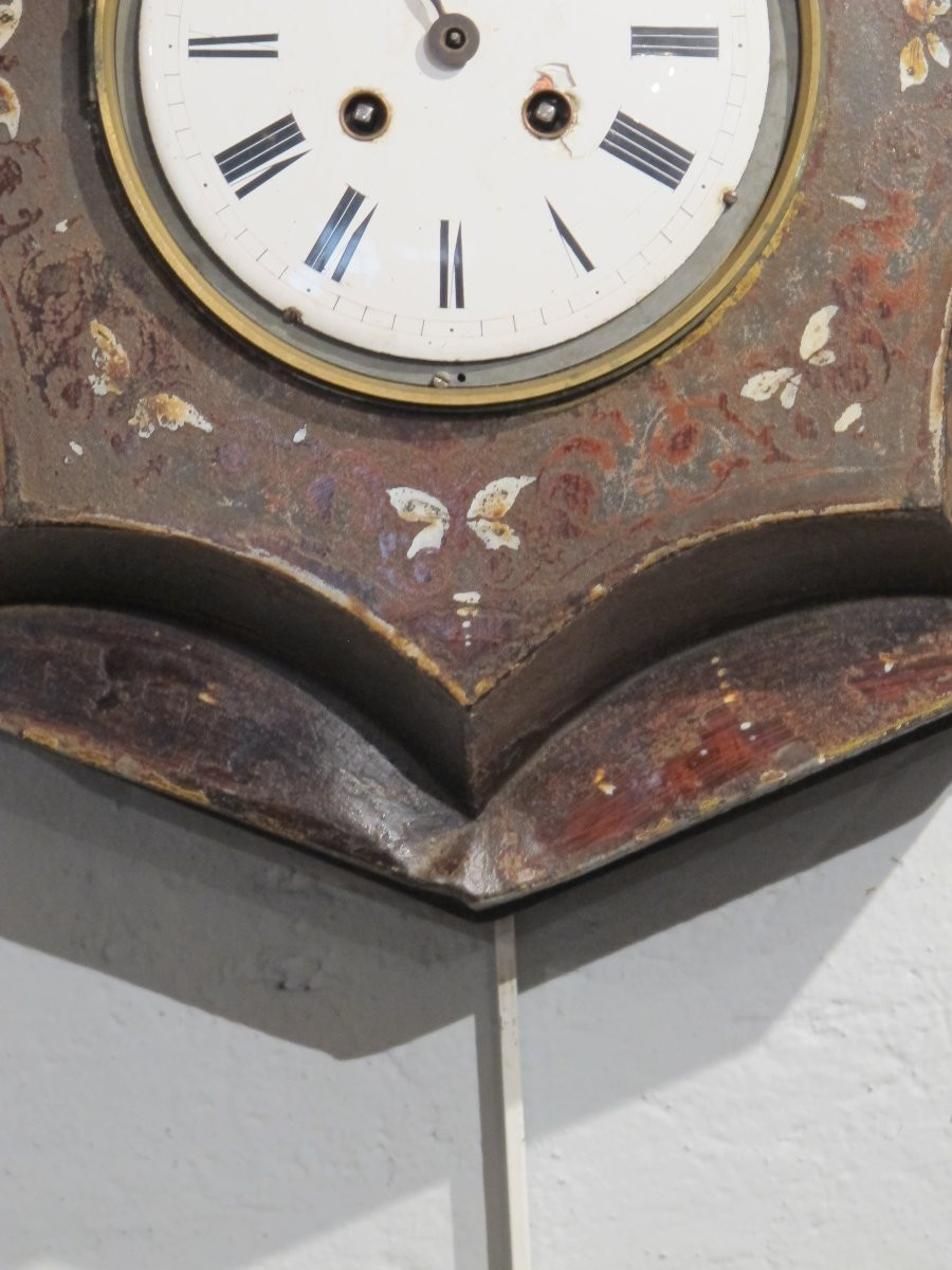 19th Century Painted Sheet Metal Wall Clock-photo-6