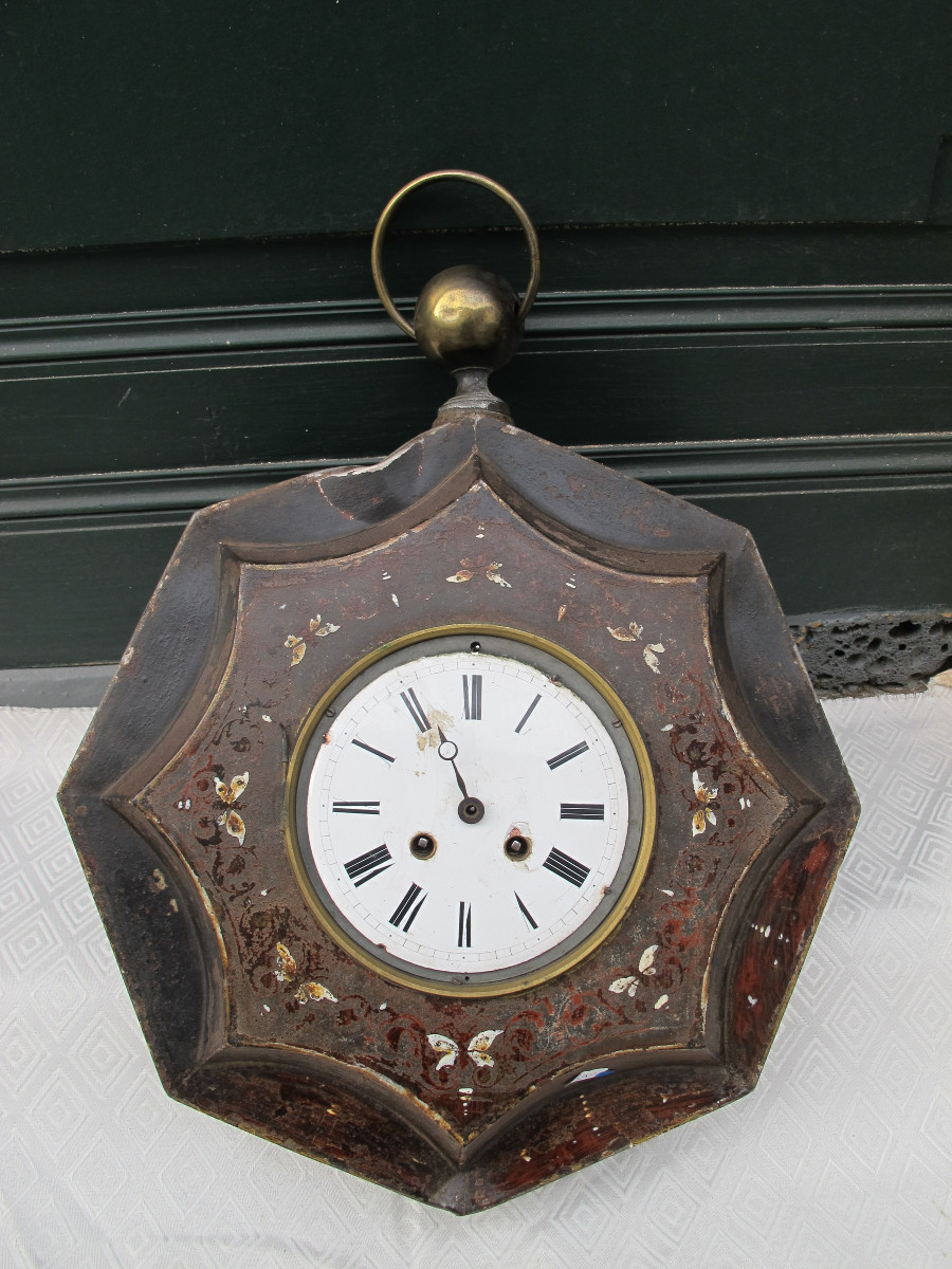 19th Century Painted Sheet Metal Wall Clock