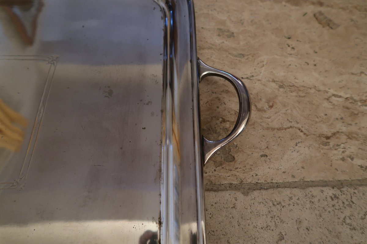 Plateau en métal argenté  XX -photo-2