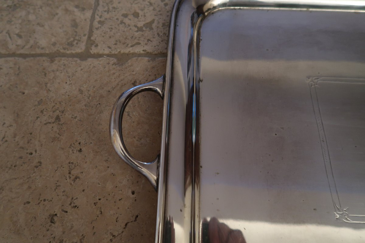 Plateau en métal argenté  XX -photo-3