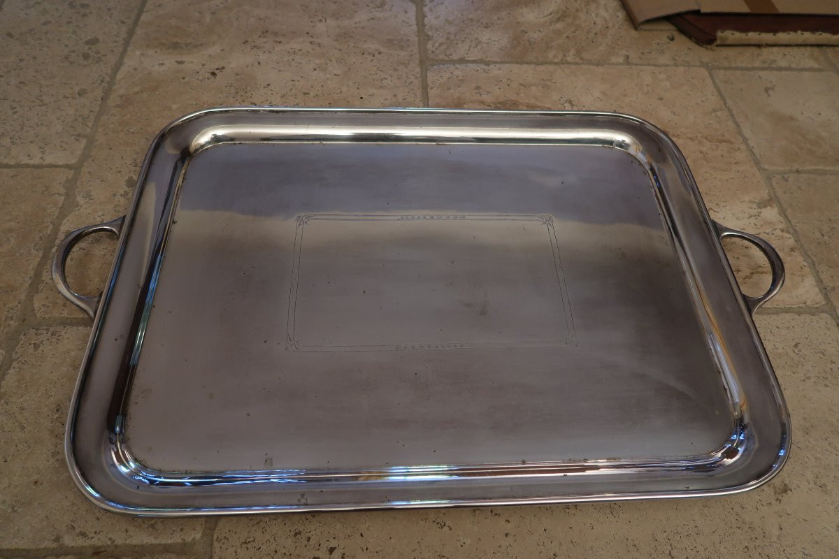 Plateau en métal argenté  XX -photo-2