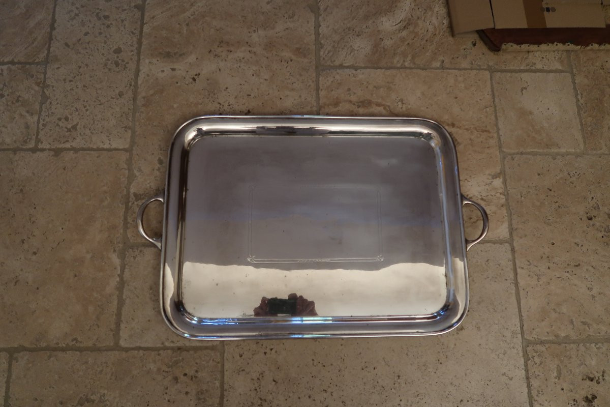 Plateau en métal argenté  XX -photo-3