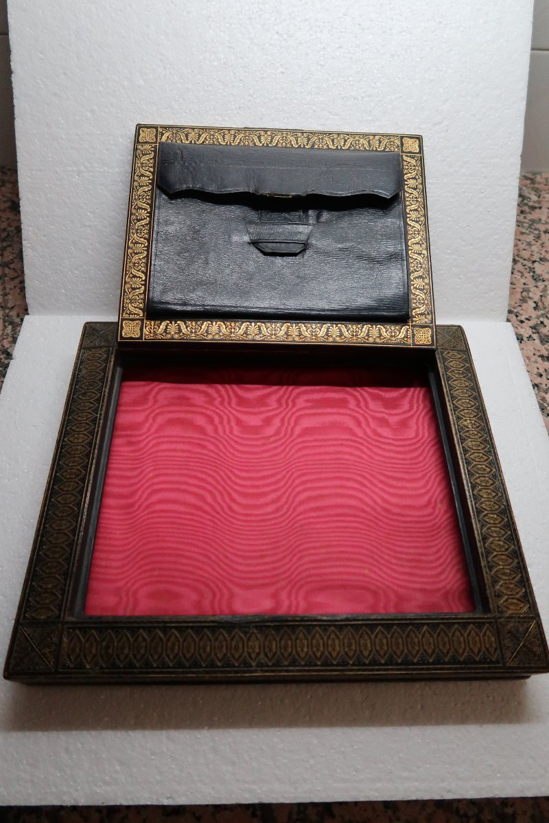 19th Century Morocco Leather Letter Box-photo-1