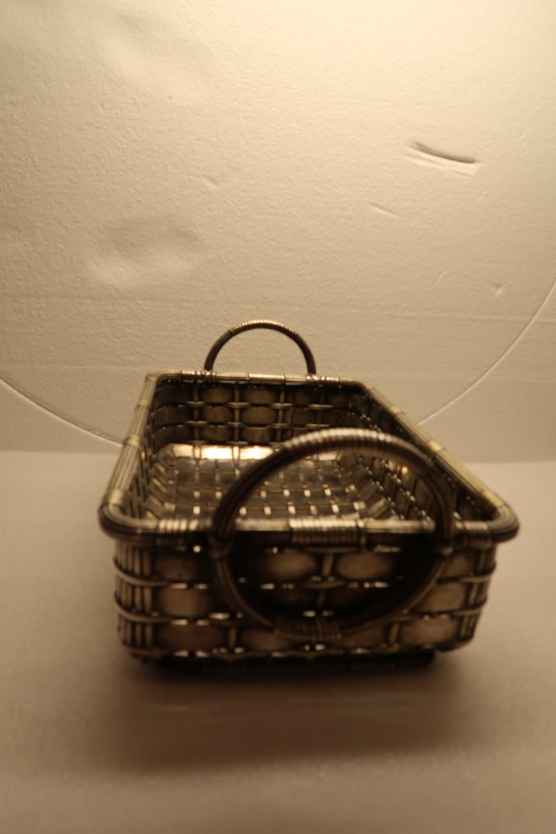 Corbeille en métal tressé  Années 1950-photo-4