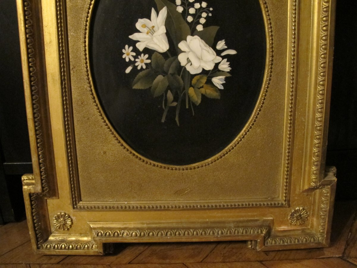 Bouquet de fleurs en marqueterie de marbre  XIX-photo-5