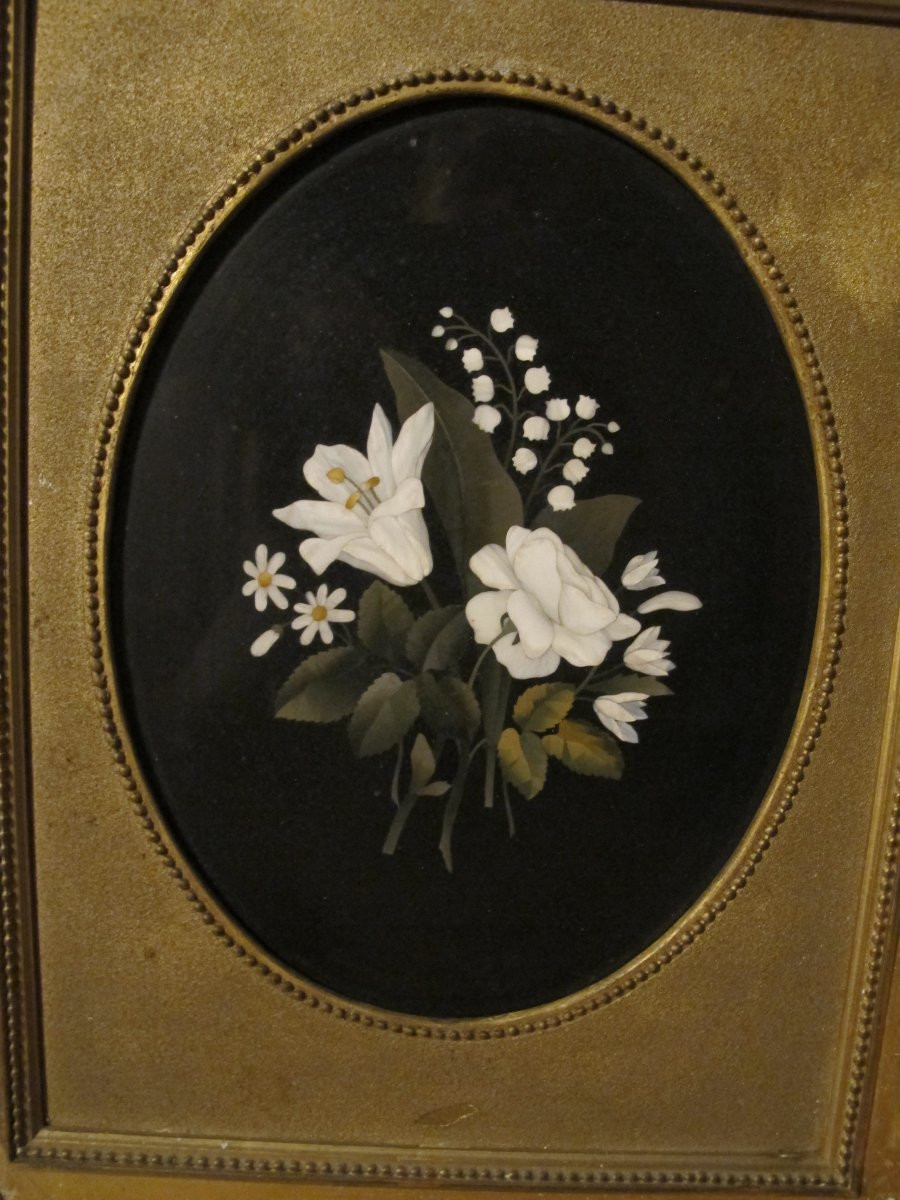 Bouquet de fleurs en marqueterie de marbre  XIX-photo-6