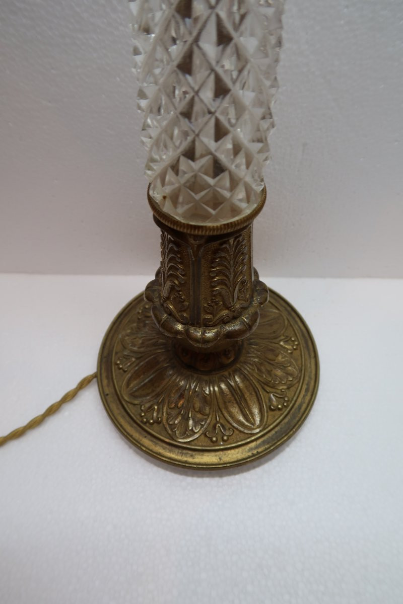 Lampe  en bronze et cristal  Epoque Restauration-photo-2