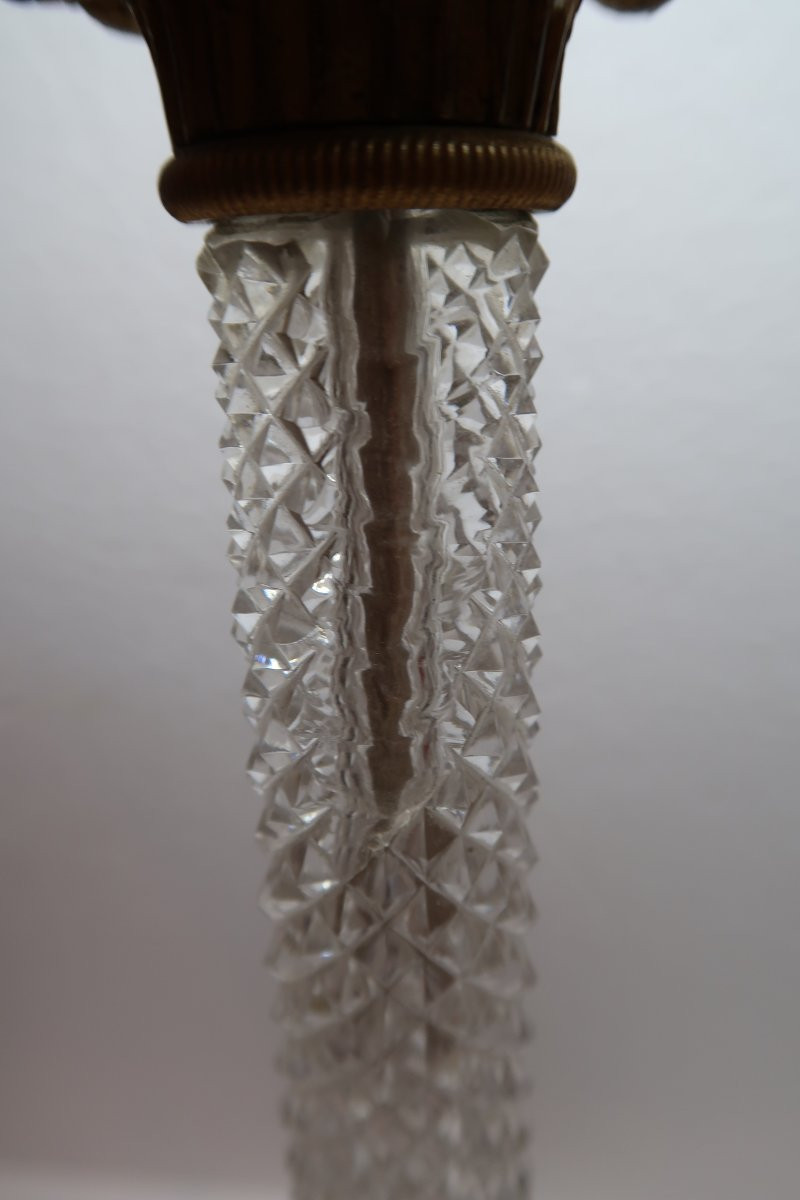 Lampe  en bronze et cristal  Epoque Restauration-photo-1