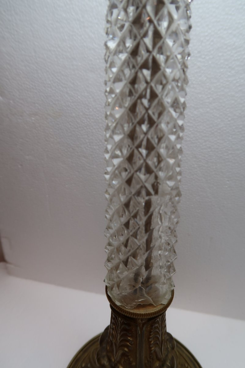 Lampe  en bronze et cristal  Epoque Restauration-photo-2